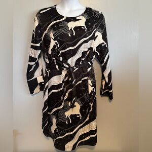 H&M Black and White Unicorn Print Dress